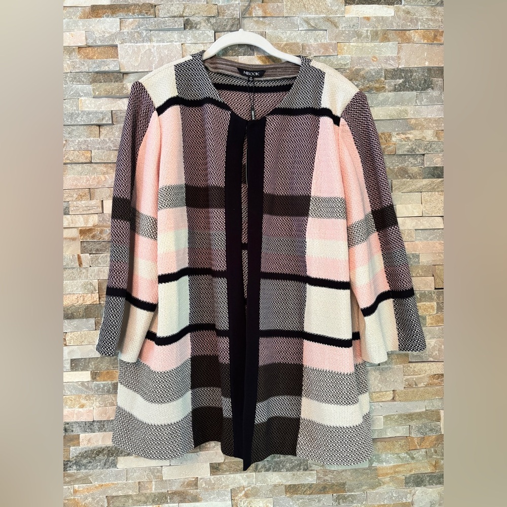 Misook Pink and Black Plaid Jacket